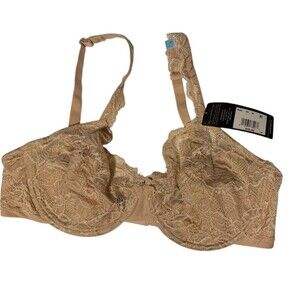 Bali Bra 40C NWT Underwire Lace Cups 6543 Full Coverage Adjustable Straps Tan